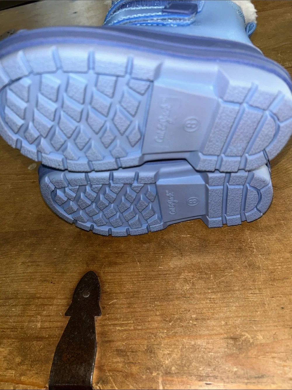 Cat & Jack Toddler Winter Snow Boots Iridescent Blue Faux Fur Lined Size 8 NWT